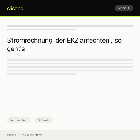 Dokumentvorschau: Anfechtung der Stromrechnung der EKZ — Verbraucher, Schweiz