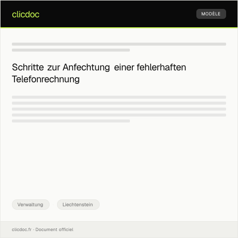 Dokumentvorschau: Anfechtung einer fehlerhaften Telefonrechnung beim Amt für Kommunikation — Verwaltung, Liechtenstein