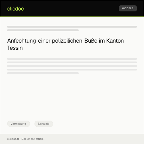 Dokumentvorschau: Anfechtung einer polizeilichen Buße beim Amt für öffentlichen Verkehr im Kanton Tessin — Verwaltung, Schweiz