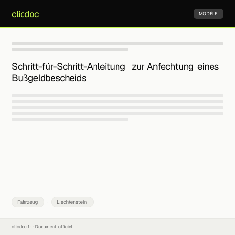 Dokumentvorschau: Anfechtung eines Bußgeldbescheids im Straßenverkehr — Fahrzeug, Liechtenstein