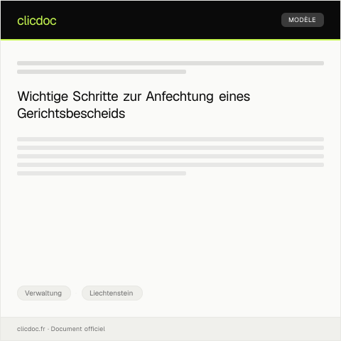 Dokumentvorschau: Anfechtung eines Gerichtsbescheids beim Amt für Justiz — Verwaltung, Liechtenstein