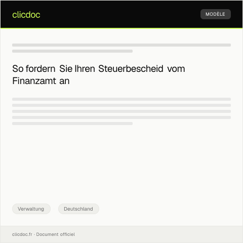 Dokumentvorschau: Anforderung einer Kopie meines Steuerbescheids vom Finanzamt Frankfurt am Main — Verwaltung, Deutschland
