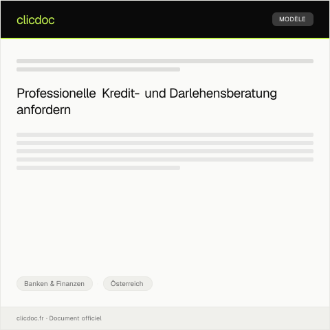 Dokumentvorschau: Anfrage für eine Kredit- oder Darlehensberatung — Banken & Finanzen, Österreich