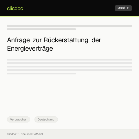 Dokumentvorschau: Anfrage zur Rückerstattung der Vorauszahlung bei Energievertrag — Verbraucher, Deutschland