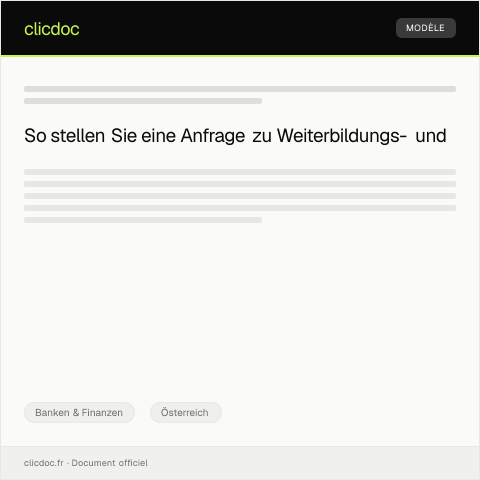 Dokumentvorschau: Anfrage zu Weiterbildungs- und Umschulungsmaßnahmen — Banken & Finanzen, Österreich
