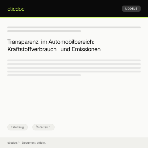 Dokumentvorschau: Anfrage zu Kraftstoffverbrauch und Emissionswerten — Fahrzeug, Österreich