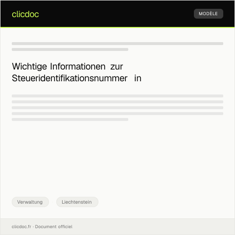 Dokumentvorschau: Anfrage zu Steueridentifikationsnummer und Registrierung — Verwaltung, Liechtenstein