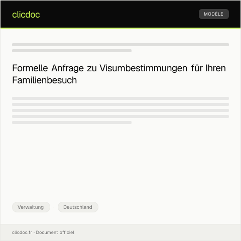 Dokumentvorschau: Anfrage zu Visumbestimmungen für Familienbesuch — Verwaltung, Deutschland