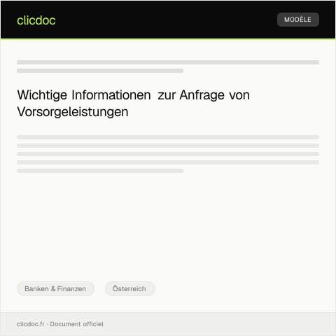 Dokumentvorschau: Anfrage zu Vorsorgeleistungen — Banken & Finanzen, Österreich