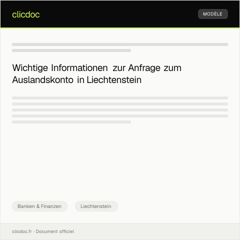 Dokumentvorschau: Anfrage zum Auslandskonto — Banken & Finanzen, Liechtenstein