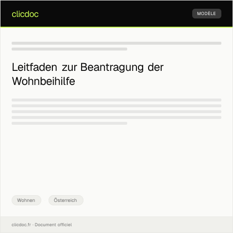 Dokumentvorschau: Anfrage zum Bezug von Wohnbeihilfe — Wohnen, Österreich