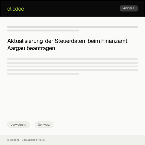Dokumentvorschau: Anfrage zur Aktualisierung der Steuerdaten beim Finanzamt Aargau — Verwaltung, Schweiz