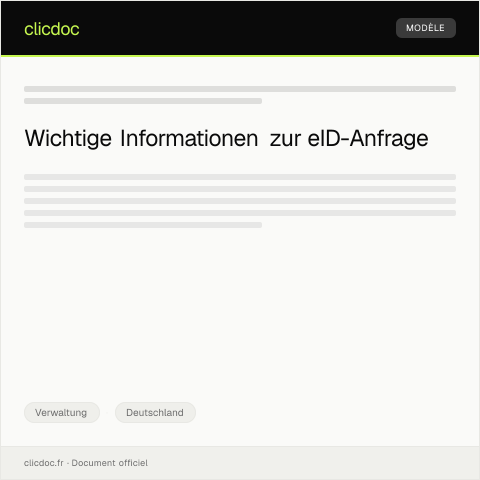 Dokumentvorschau: Anfrage zur Ausstellung eines elektronischen Personalausweises mit eID-Funktion — Verwaltung, Deutschland