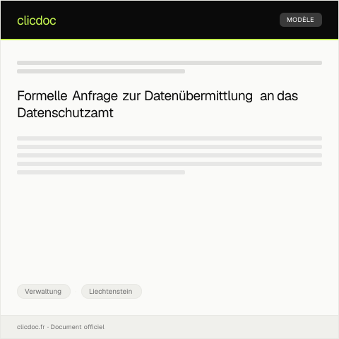 Dokumentvorschau: Anfrage zur Datenübermittlung an das Amt für Datenschutz — Verwaltung, Liechtenstein