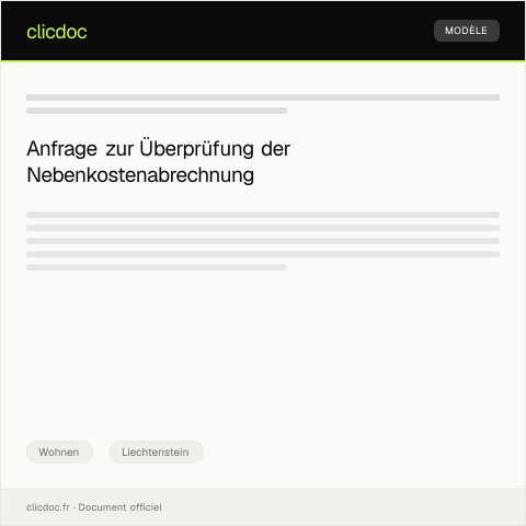 Dokumentvorschau: Anfrage bezüglich Anpassung der Nebenkostenabrechnung — Wohnen, Liechtenstein