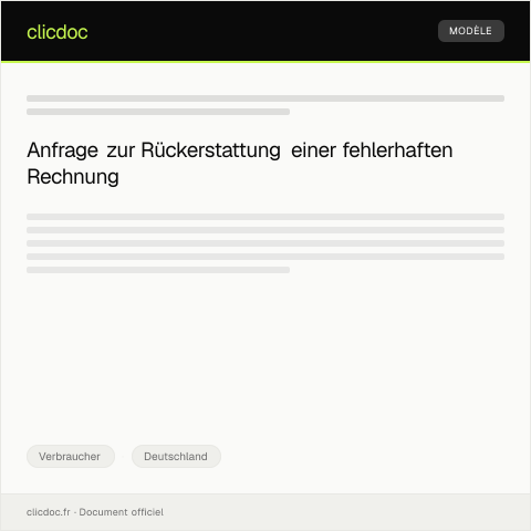 Dokumentvorschau: Anfrage zur Rückerstattung einer fehlerhaften Rechnung — Verbraucher, Deutschland
