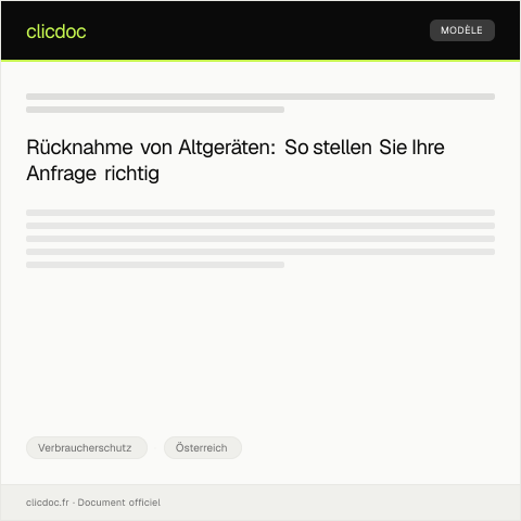Dokumentvorschau: Anfrage zur Rücknahme von Altgeräten — Verbraucherschutz, Österreich