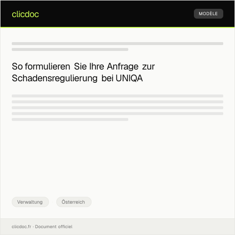 Dokumentvorschau: Anfrage zu einer Schadensregulierung bei der UNIQA — Verwaltung, Österreich
