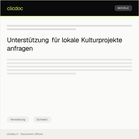 Dokumentvorschau: Anfrage zur Unterstützung bei einem lokalen Kulturprojekt — Verwaltung, Schweiz