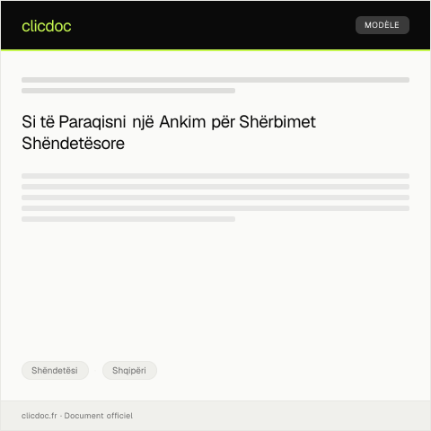 Document preview: Ankim për shërbimet shëndetësore të papërmbushura — Shëndetësi, Shqipëri