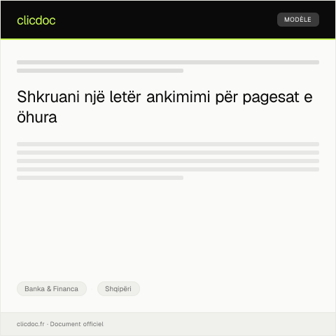 Document preview: Ankim për shlyerjen e pagesave të öhura — Banka & Financa, Shqipëri