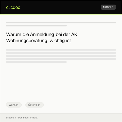 Dokumentvorschau: Anmeldung bei der AK Wohnungsberatung — Wohnen, Österreich