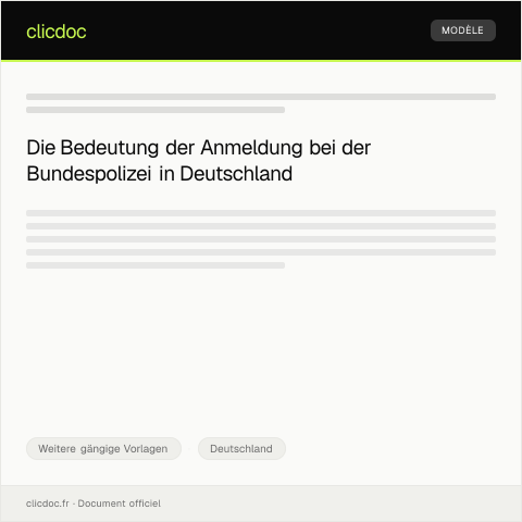 Dokumentvorschau: Anmeldung bei der Bundespolizei — Weitere gängige Vorlagen, Deutschland
