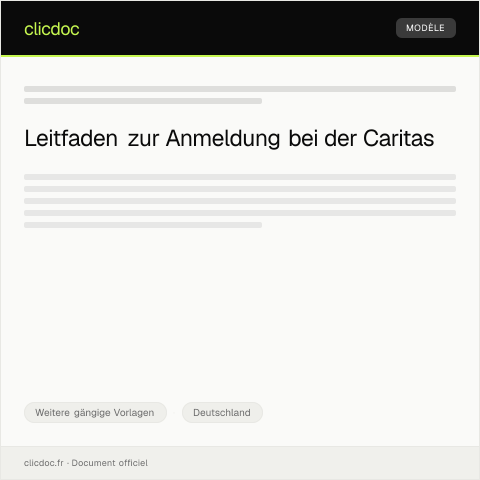Dokumentvorschau: Anmeldung bei der Caritas — Weitere gängige Vorlagen, Deutschland