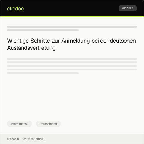 Dokumentvorschau: Anmeldung bei der deutschen Auslandsvertretung — International, Deutschland