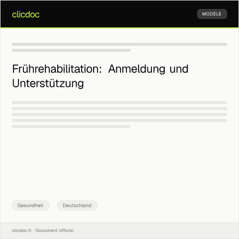 Dokumentvorschau: Anmeldung bei der Frührehabilitation — Gesundheit, Deutschland