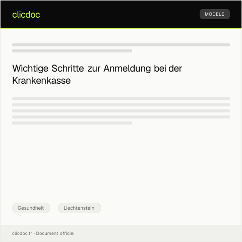 Dokumentvorschau: Anmeldung bei der Krankenkasse — Gesundheit, Liechtenstein