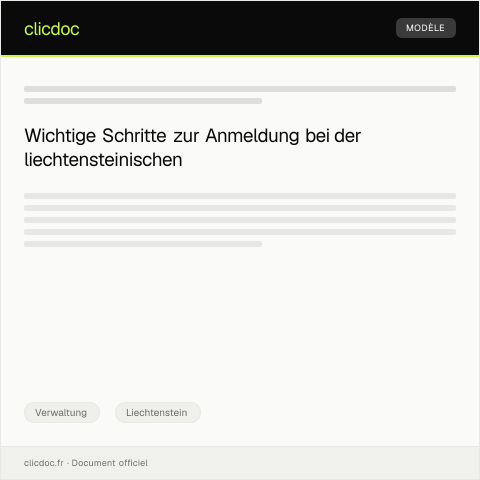 Dokumentvorschau: Anmeldung bei der liechtensteinischen Krankenversicherung — Verwaltung, Liechtenstein
