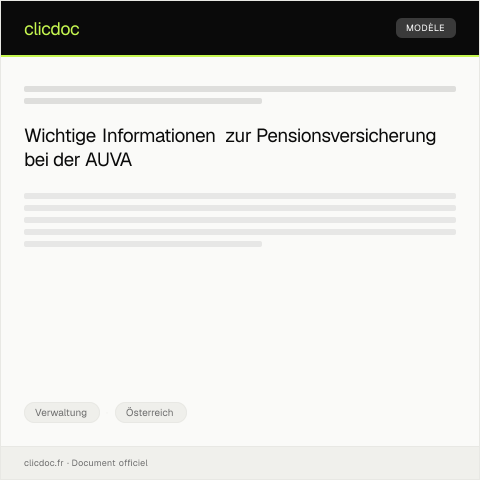 Dokumentvorschau: Anmeldung bei der Pensionsversicherung bei der AUVA — Verwaltung, Österreich