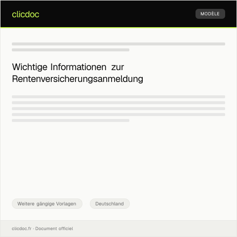 Dokumentvorschau: Anmeldung bei der Rentenversicherung — Weitere gängige Vorlagen, Deutschland