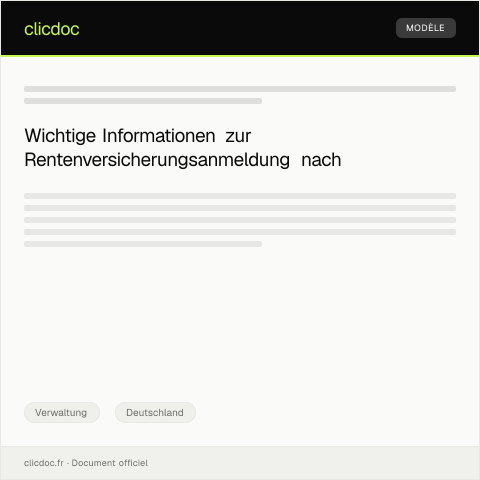 Dokumentvorschau: Anmeldung bei der Rentenversicherung nach Arbeitsaufnahme — Verwaltung, Deutschland