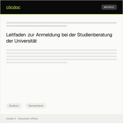 Dokumentvorschau: Anmeldung bei der Studienberatung der Universität München — Studium, Deutschland