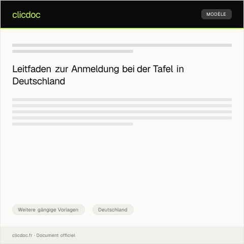 Dokumentvorschau: Anmeldung bei der Tafel — Weitere gängige Vorlagen, Deutschland