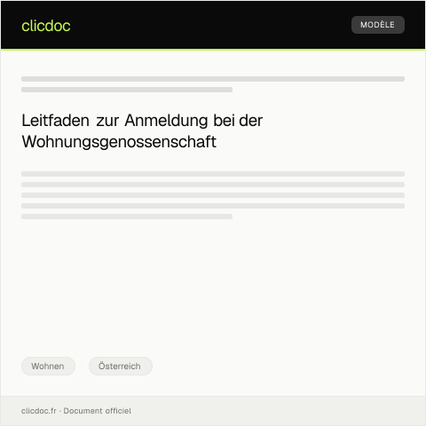 Dokumentvorschau: Anmeldung bei der Wohnungsgenossenschaft — Wohnen, Österreich