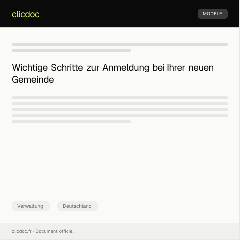 Dokumentvorschau: Anmeldung bei der neuen Gemeinde nach Umzug — Verwaltung, Deutschland