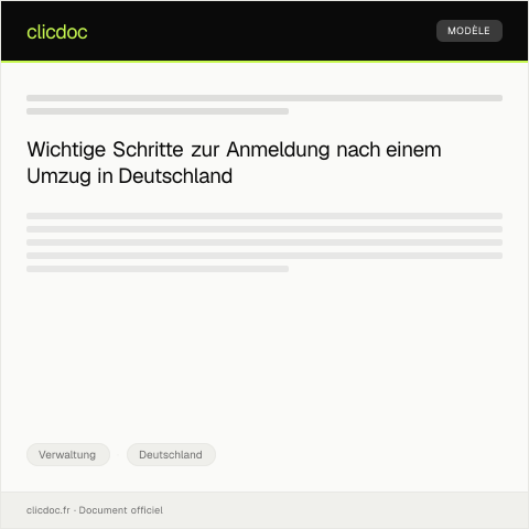 Dokumentvorschau: Anmeldung beim Einwohnermeldeamt nach Umzug — Verwaltung, Deutschland