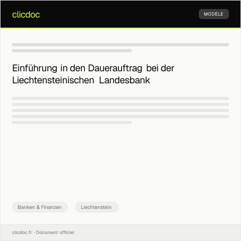Dokumentvorschau: Anmeldung eines Dauerauftrags bei der Liechtensteinischen Landesbank — Banken & Finanzen, Liechtenstein