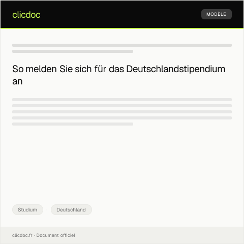 Dokumentvorschau: Anmeldung für das Deutschlandstipendium bei der Hochschule — Studium, Deutschland