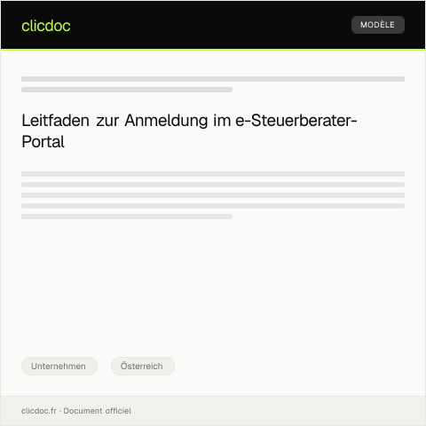 Dokumentvorschau: Anmeldung für das elektronische Steuerberater-Portal (e-Steuerberater) — Unternehmen, Österreich