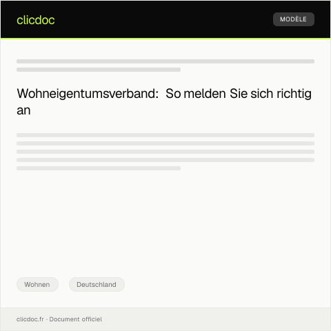 Dokumentvorschau: Anmeldung bei einem Wohneigentumsverband – Eigentümergemeinschaft — Wohnen, Deutschland