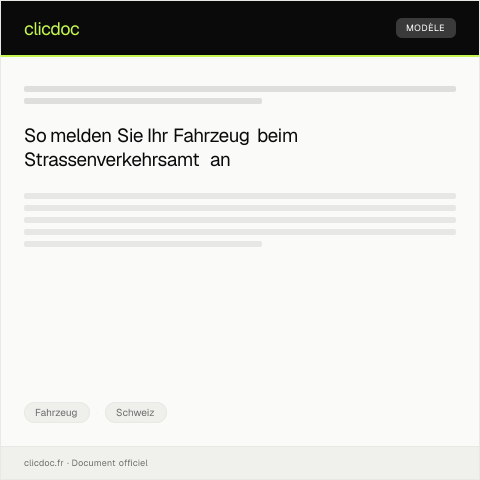 Dokumentvorschau: Anmeldung eines Fahrzeugs beim Strassenverkehrsamt Graubünden — Fahrzeug, Schweiz
