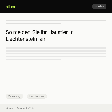Dokumentvorschau: Anmeldung eines Haustieres bei der Gemeindeverwaltung — Verwaltung, Liechtenstein