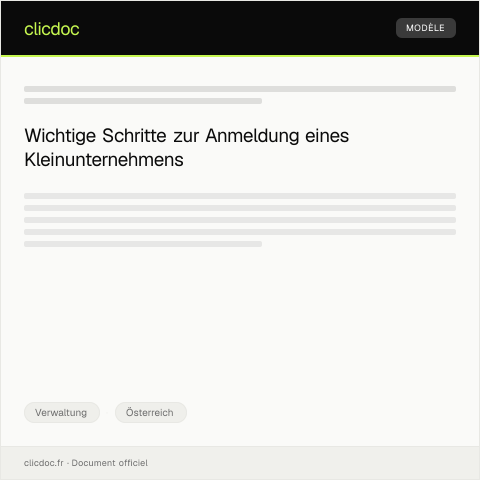 Dokumentvorschau: Anmeldung eines Kleinunternehmens bei der Wirtschaftskammer — Verwaltung, Österreich