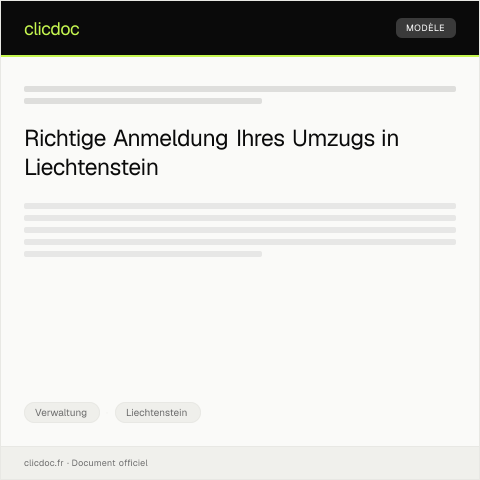 Dokumentvorschau: Anmeldung eines Umzugs innerhalb Liechtensteins bei der Gemeinde — Verwaltung, Liechtenstein