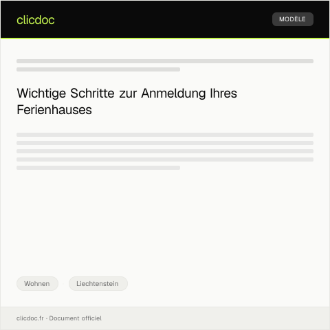 Dokumentvorschau: Anmeldung eines Ferienhauses bei der Gemeinde — Wohnen, Liechtenstein