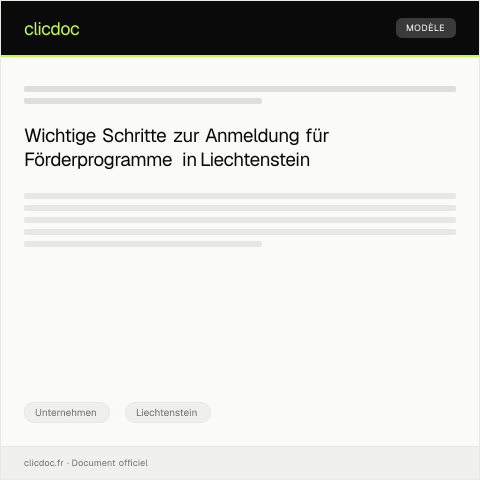 Dokumentvorschau: Anmeldung für Förderprogramme der Landesverwaltung — Unternehmen, Liechtenstein